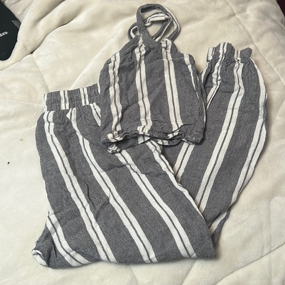 Grey and white matching suit